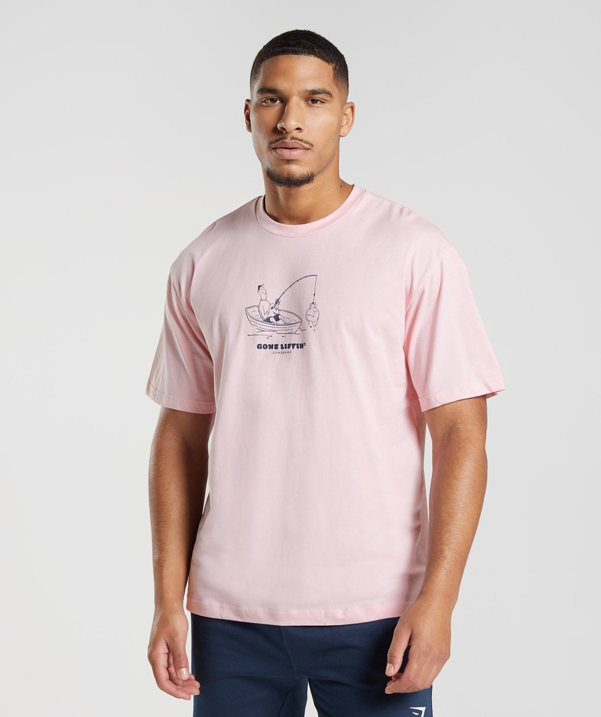 Pink Men's Gymshark Gone Liftin' Graphic T-Shirts | USA-38264