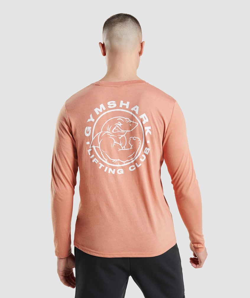 Pink Men's Gymshark Legacy Long Sleeve T-Shirts | USA-04791