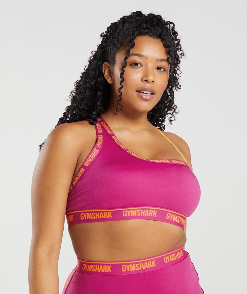 Pink / Orange Women's Gymshark Strike Sports Bra | USA-85061