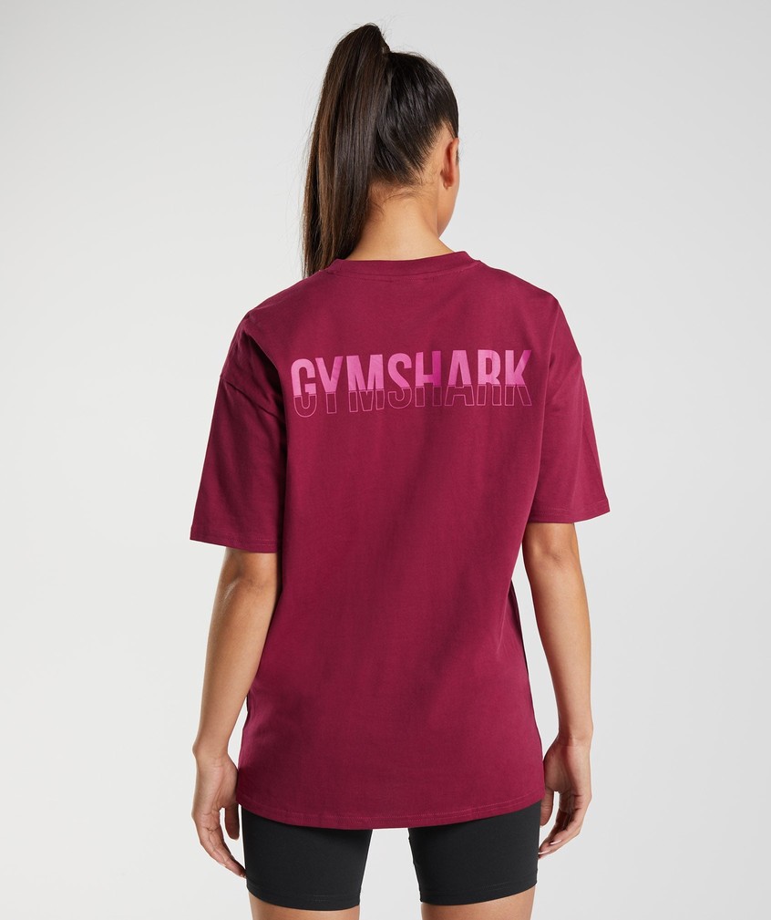 Pink Women's Gymshark Fraction Oversized T-Shirts | USA-50827