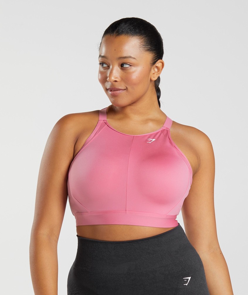 Pink Women's Gymshark High Neck High Support Sports Bra | USA-63905