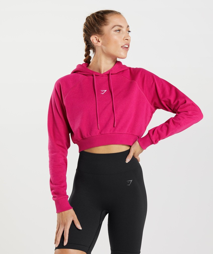 Pink Women's Gymshark Training Cropped Hoodie | USA-89134