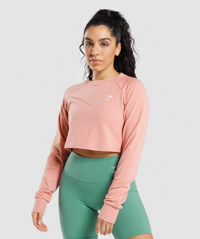 Pink Women's Gymshark Training Cropped Sweater | USA-15973