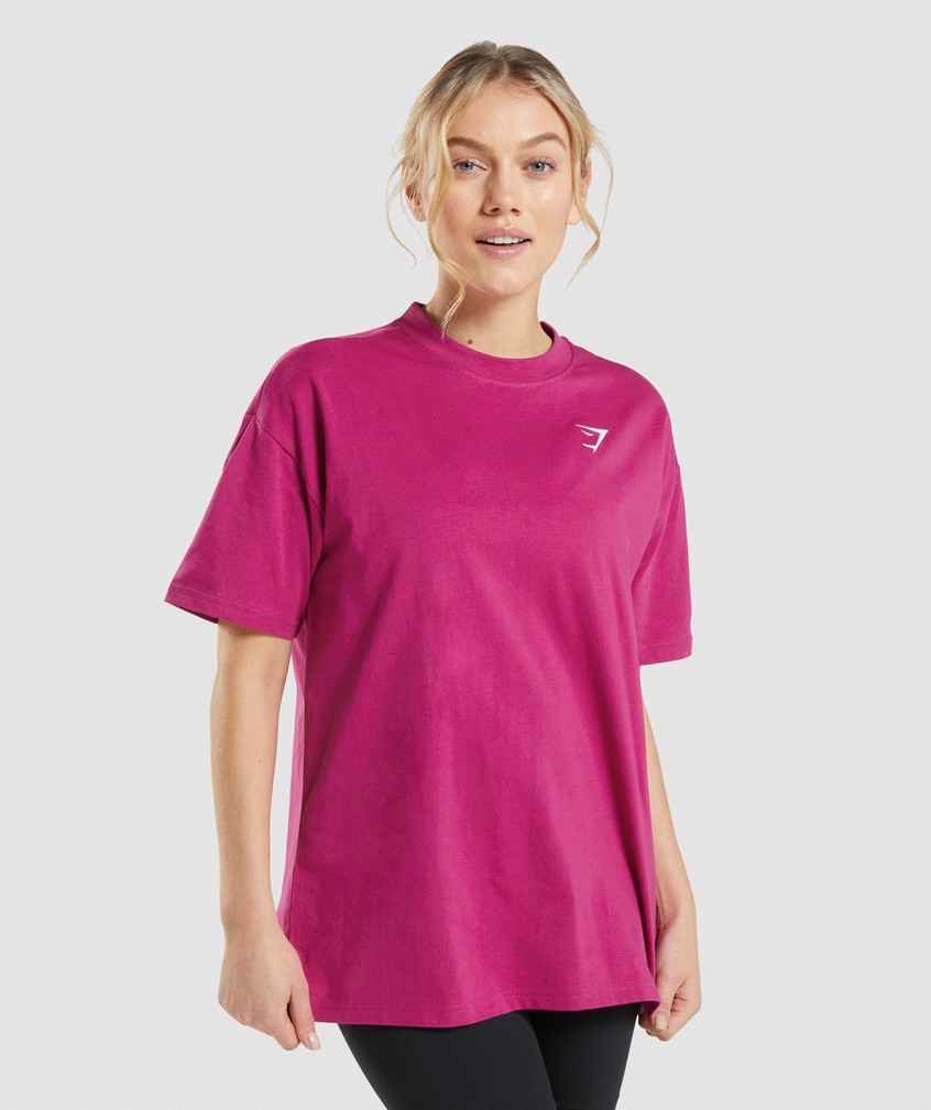 Pink Women's Gymshark Training Oversized T-Shirts | USA-91236