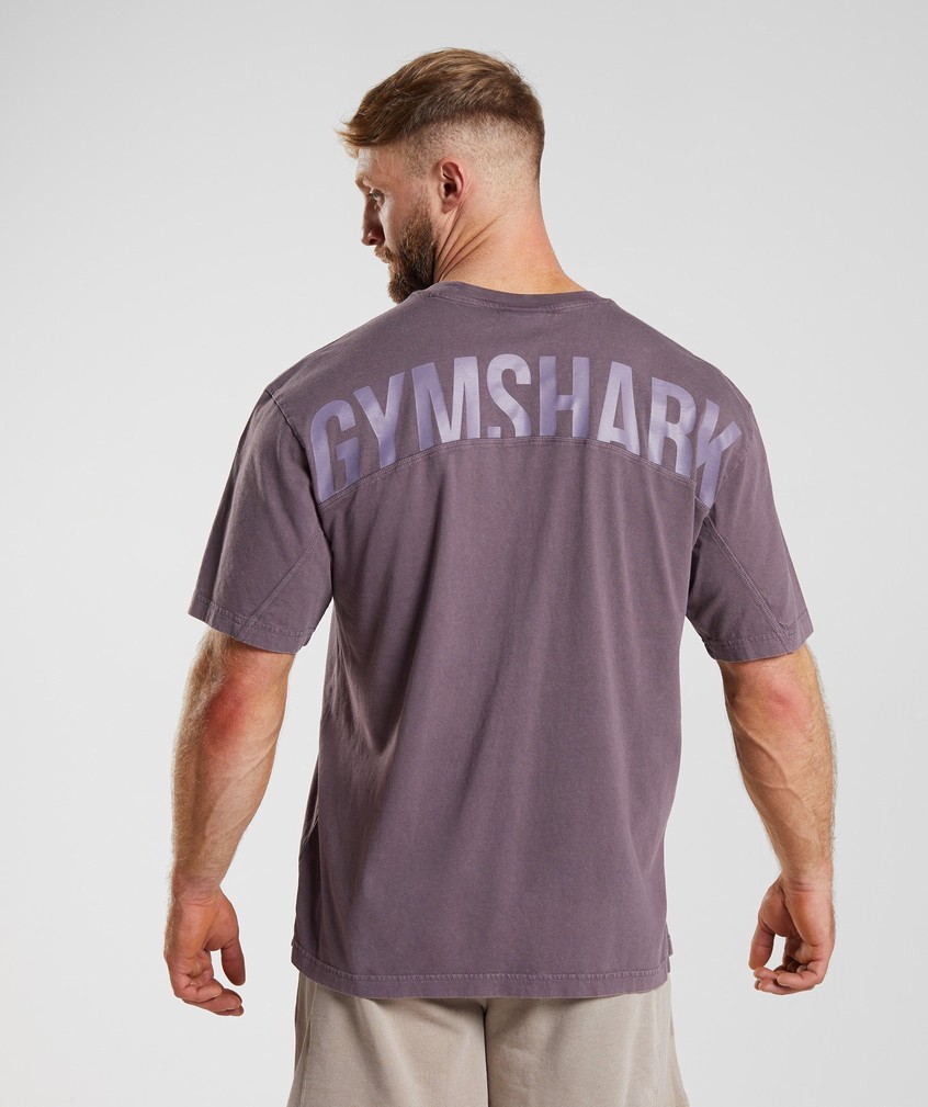 Purple Men's Gymshark Power Washed T-Shirts | USA-07841