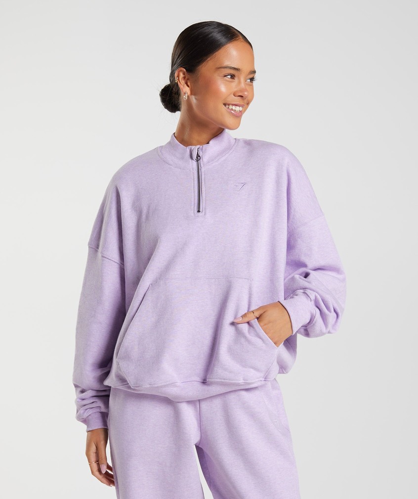 Purple Women's Gymshark Rest Day Sweats 1/2 Zip Pullover | USA-17543