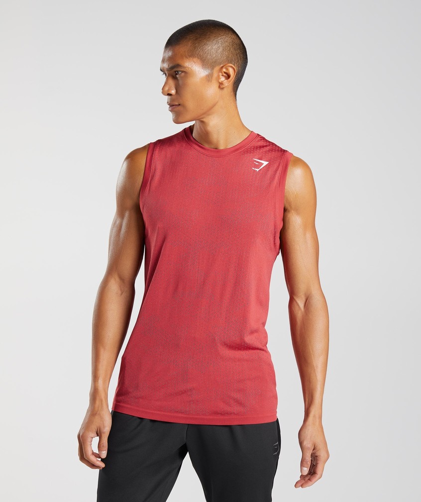 Red / Burgundy Men's Gymshark Sport Seamless Tank | USA-08134