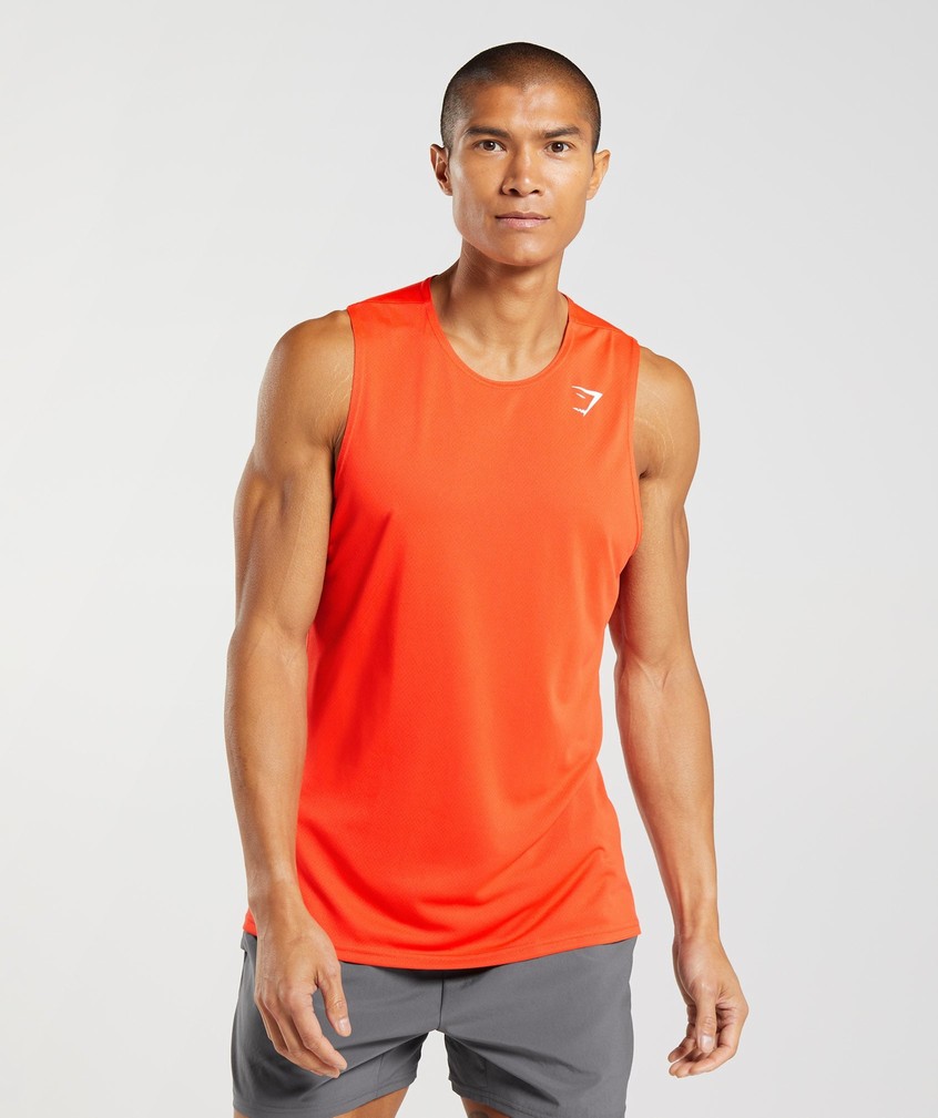 Red Men's Gymshark Arrival Tank | USA-47285