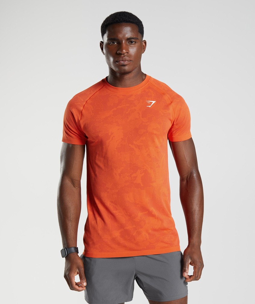 Red Men's Gymshark Geo Seamless T-Shirts | USA-14739