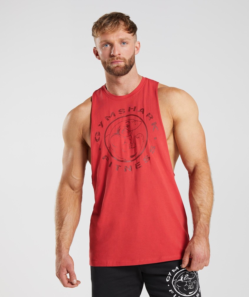 Red Men's Gymshark Legacy Drop Arm Tank | USA-74236