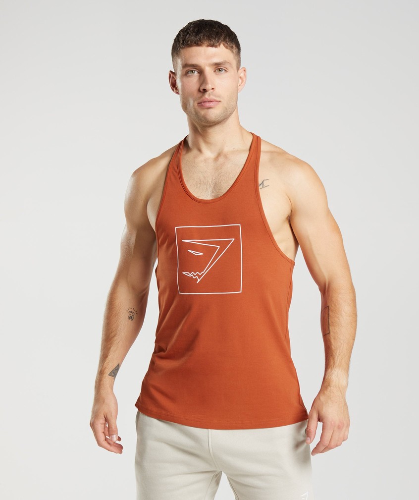 Red Men's Gymshark Outline Stringer | USA-16348