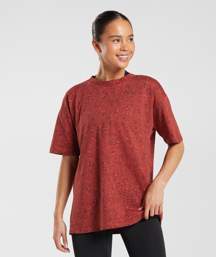 Red Women's Gymshark Mineral Print T-Shirts | USA-78104