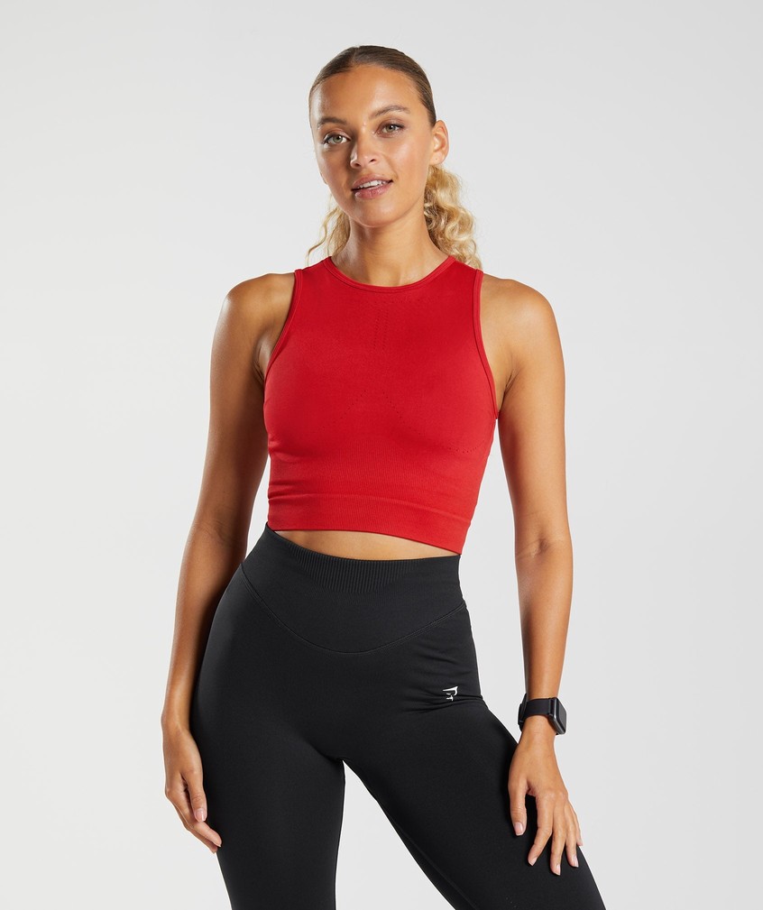 Red Women's Gymshark Sweat Seamless Midi Tank | USA-71954