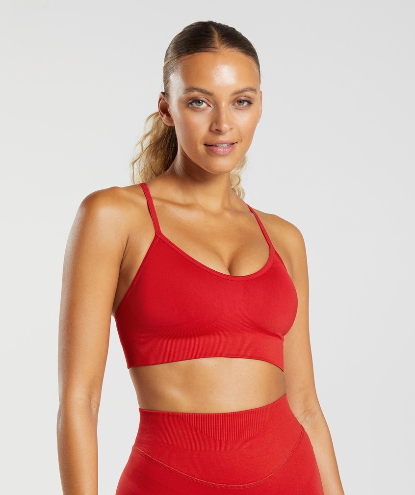 Red Women's Gymshark Sweat Seamless Sports Bra | USA-72509