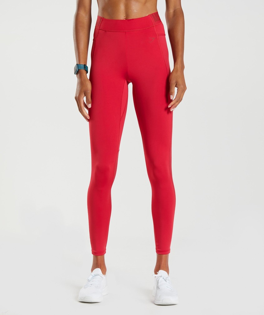 Red Women's Gymshark Training Brandmark Leggings | USA-19572