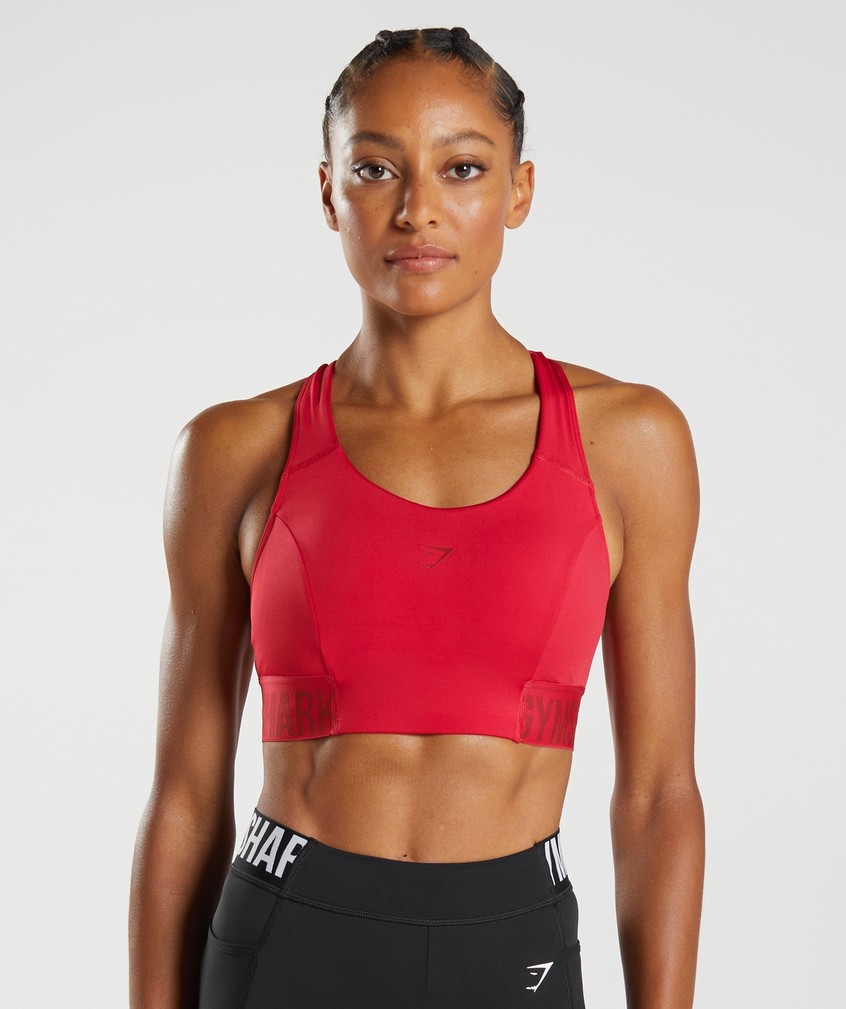 Red Women's Gymshark Training Brandmark Sports Bra | USA-61289