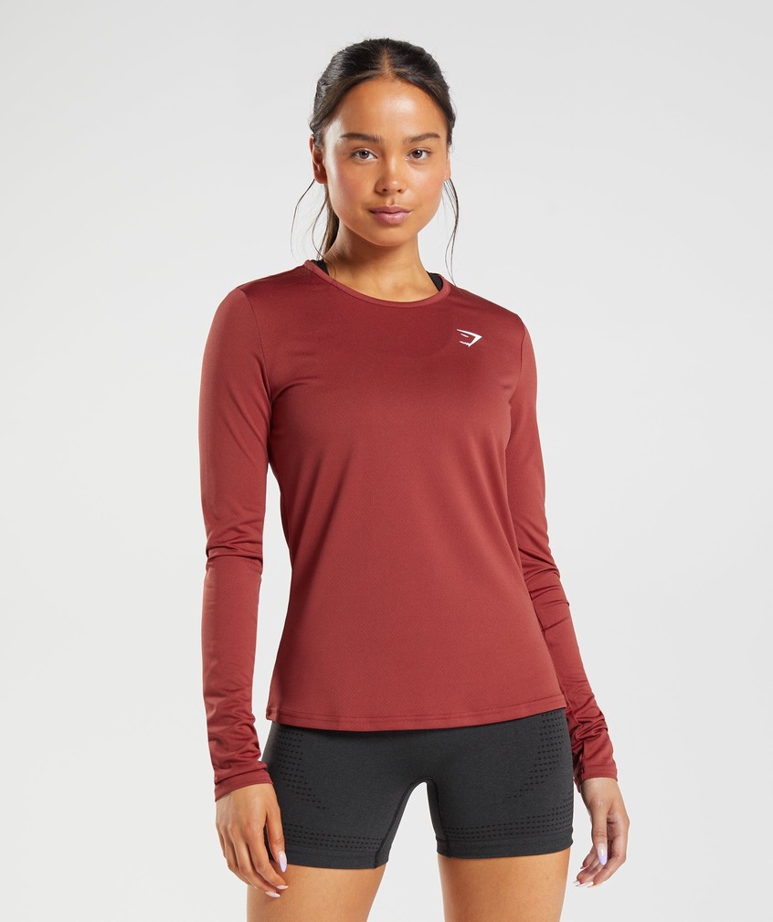 Red Women's Gymshark Training Long Sleeve Top T-Shirts | USA-23709