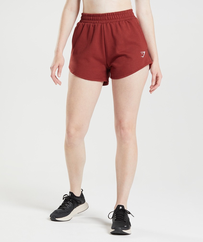 Red Women's Gymshark Training Sweat Shorts | USA-92841