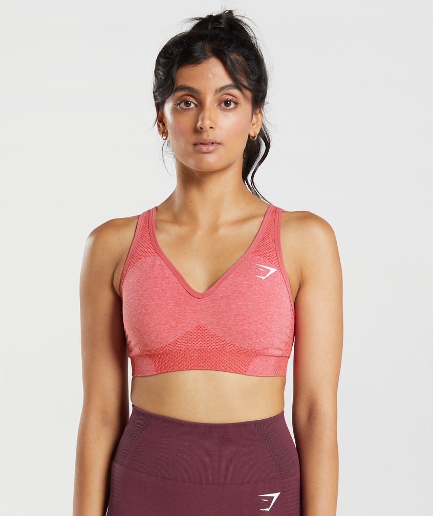 Red Women's Gymshark Vital Seamless 2.0 V Neck Sports Bra | USA-69145