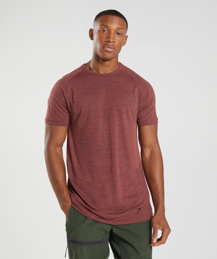 Rose Brown / Black Men's Gymshark Retake Seamless T-Shirts | USA-86523