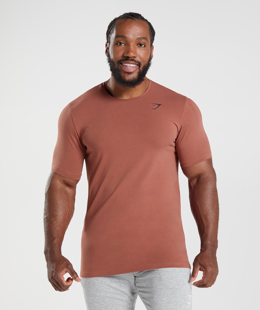 Rose Brown Men's Gymshark Essential T-Shirts | USA-89572