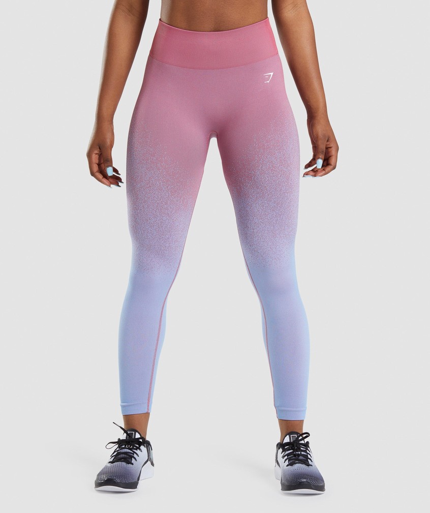 Rose Pink / Light Blue Women's Gymshark Adapt Ombre Seamless Leggings | USA-10752