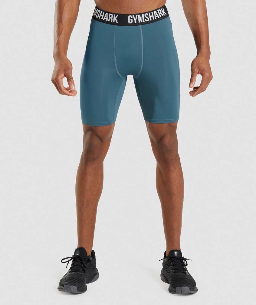 Turquoise Men's Gymshark Element Baselayer Shorts | USA-34682