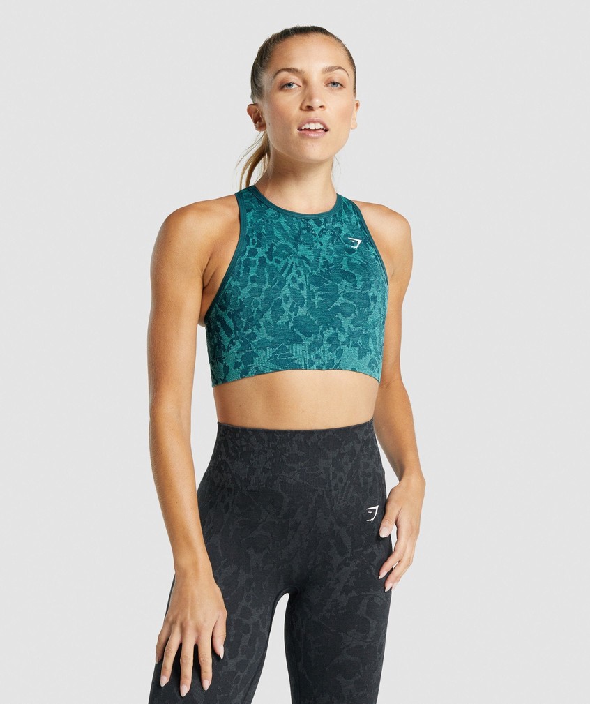 Turquoise Women's Gymshark Adapt Animal Seamless Sports Bra | USA-24569