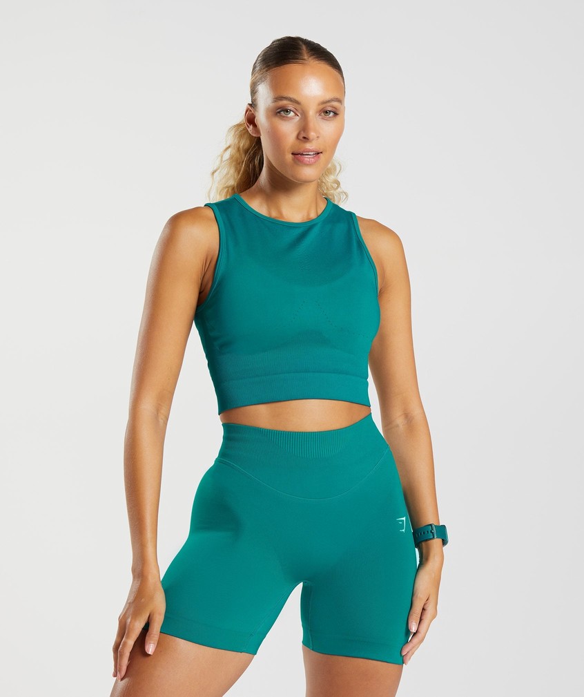 Turquoise Women's Gymshark Sweat Seamless Midi Tank | USA-01726