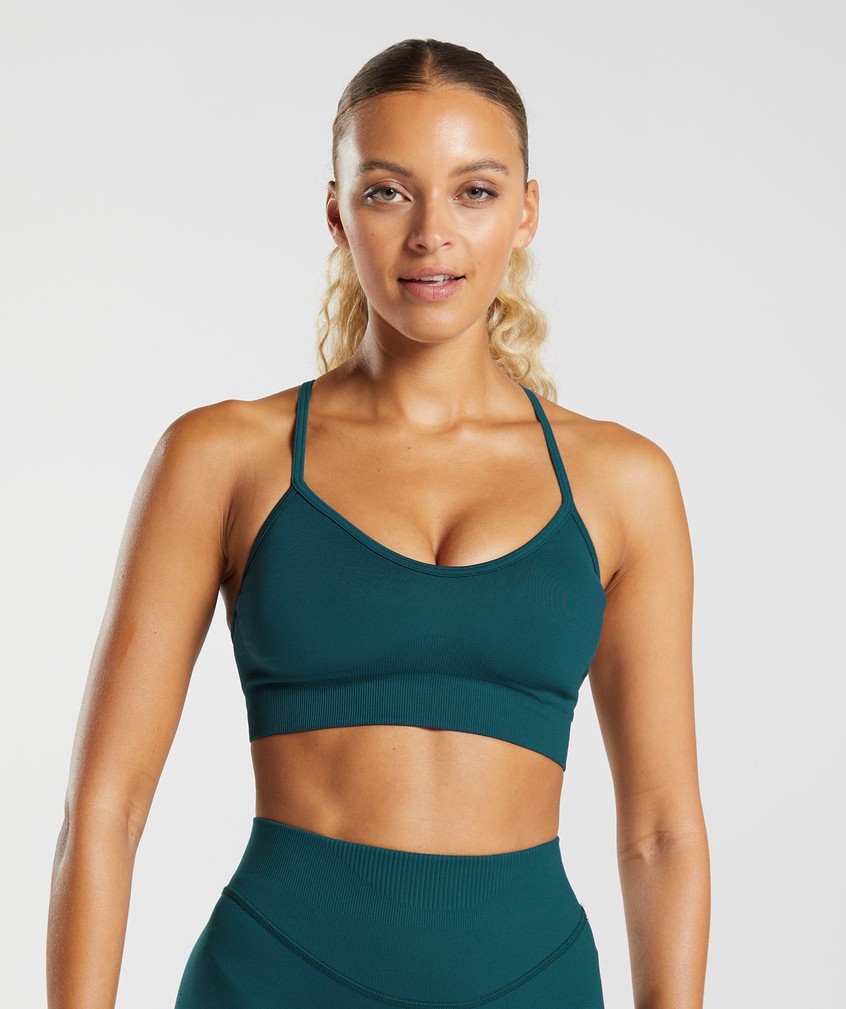 Turquoise Women's Gymshark Sweat Seamless Sports Bra | USA-63180