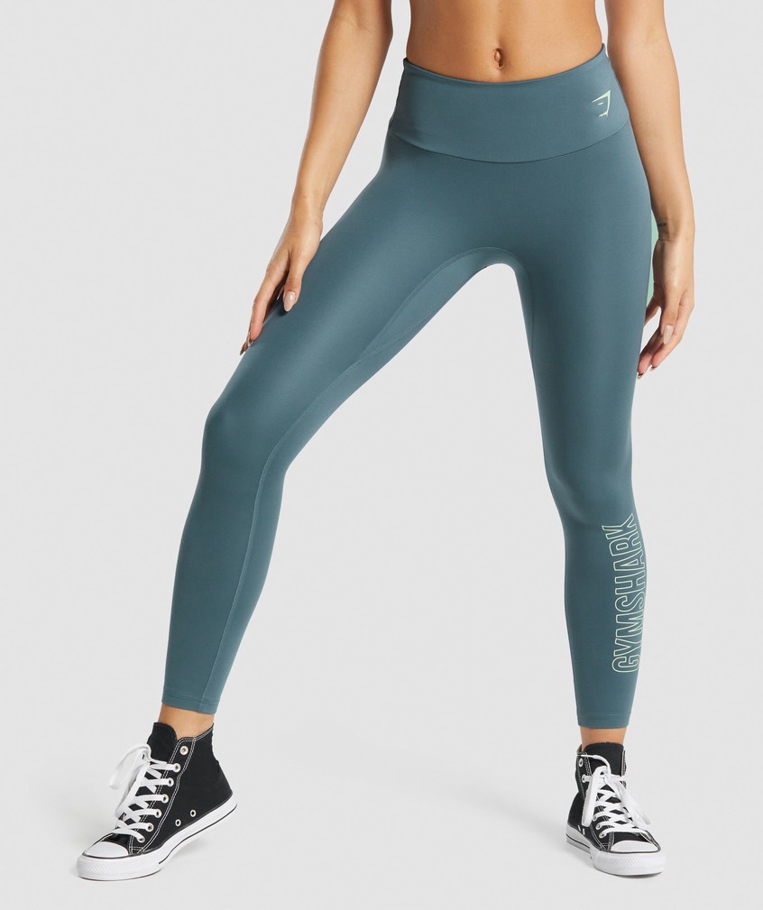 Turquoise Women's Gymshark Training Graphic Leggings | USA-52749