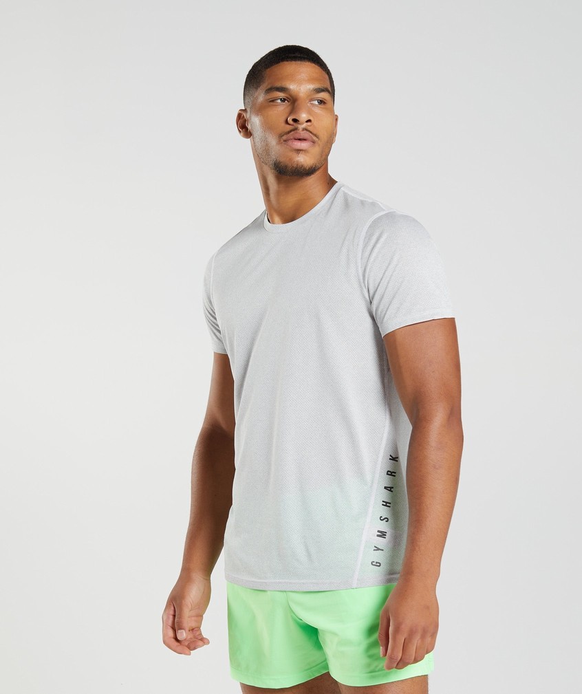 White / Grey Men's Gymshark Sport T-Shirts | USA-04316