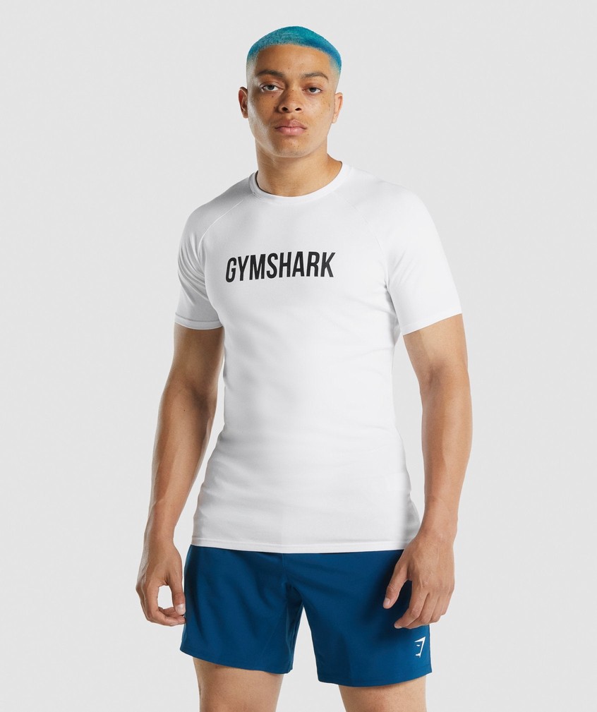 White Men's Gymshark Apollo T-Shirts | USA-62053