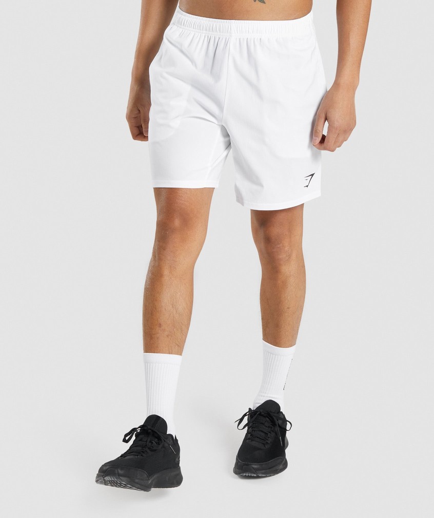 White Men's Gymshark Arrival 7" Shorts | USA-12598