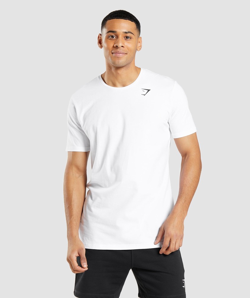 White Men's Gymshark Essential T-Shirts | USA-84012