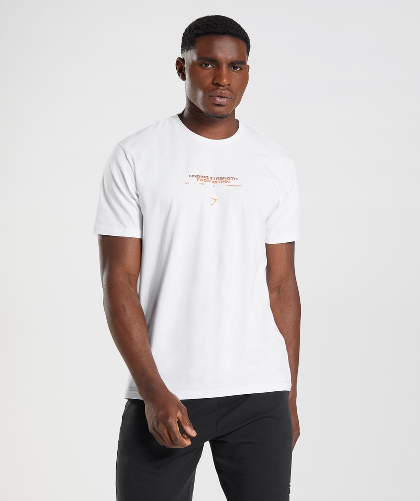 White Men's Gymshark Hybrid Wellness T-Shirts | USA-78105