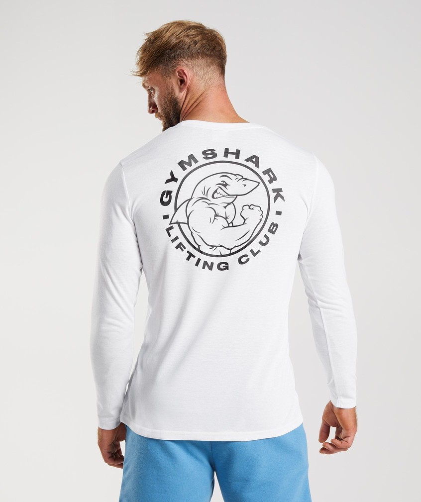 White Men's Gymshark Legacy Long Sleeve T-Shirts | USA-98074