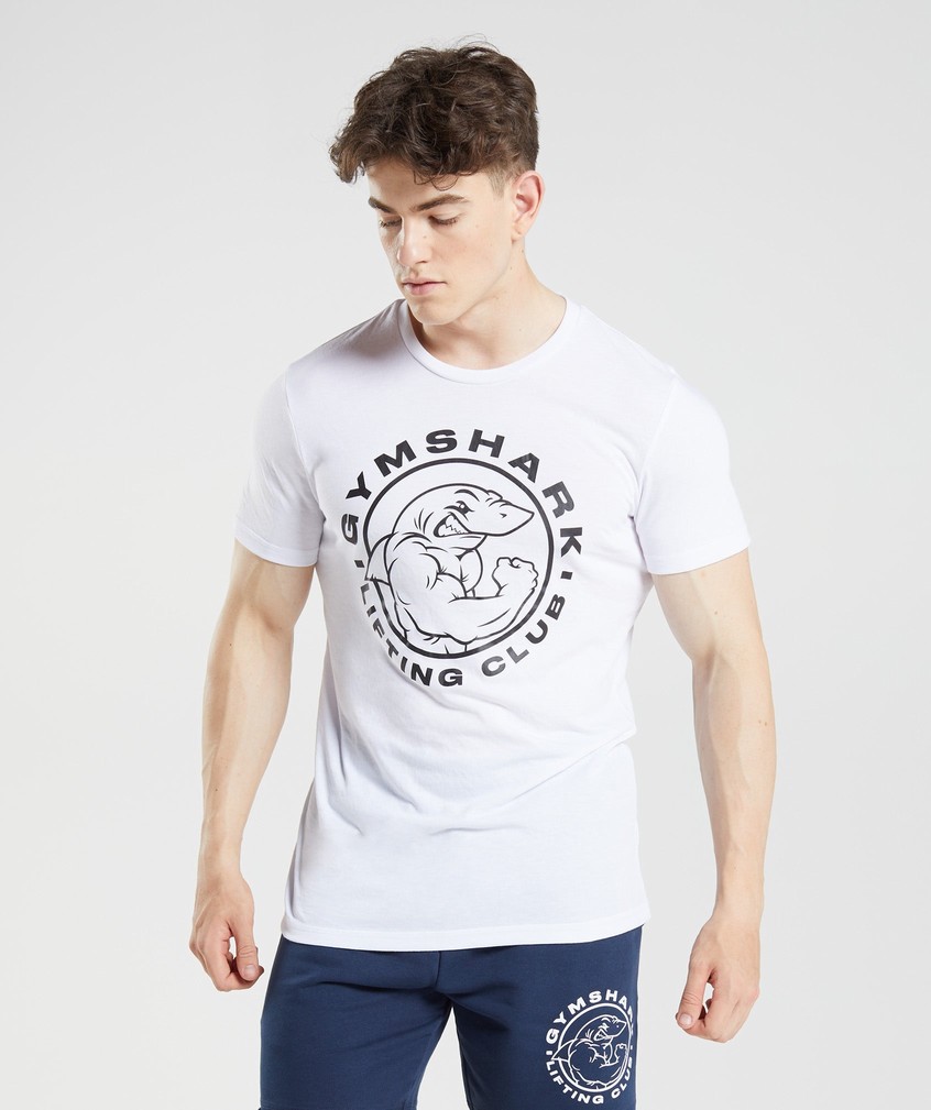 White Men's Gymshark Legacy T-Shirts | USA-76253