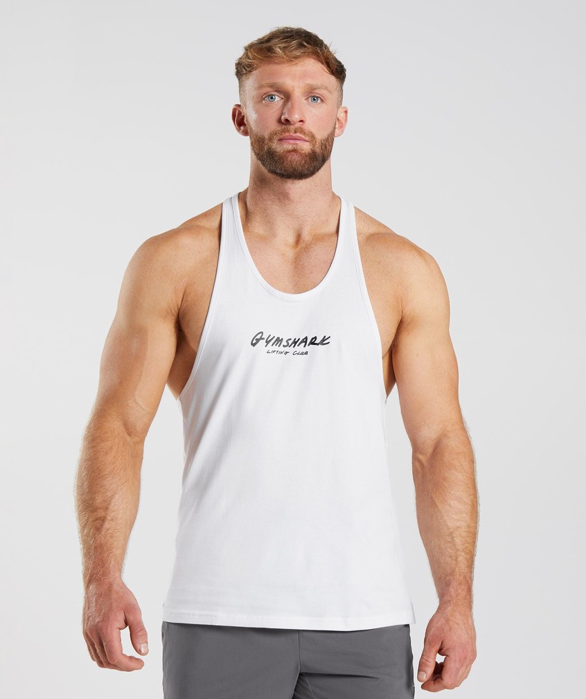 White Men's Gymshark Prepare For Tomorrow Stringer | USA-93267