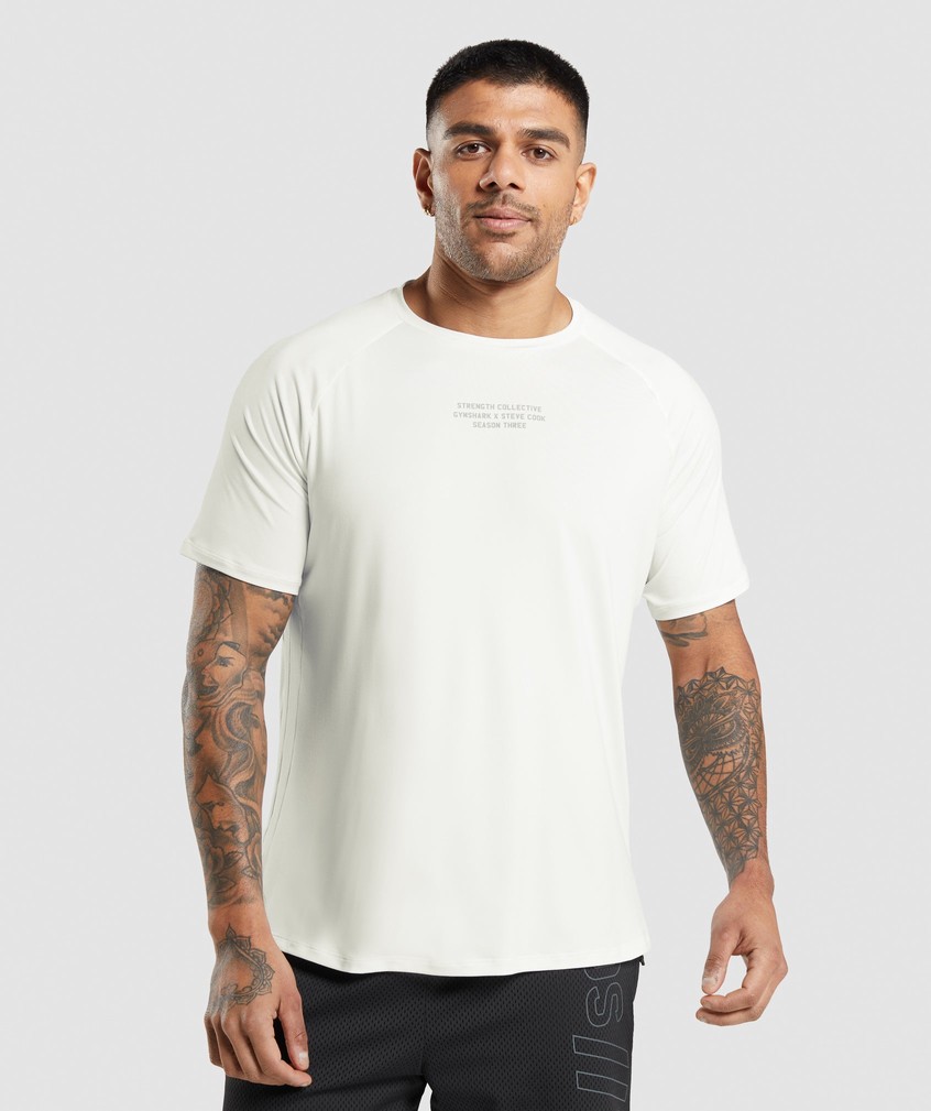 White Men's Gymshark Steve Cook T-Shirts | USA-57392