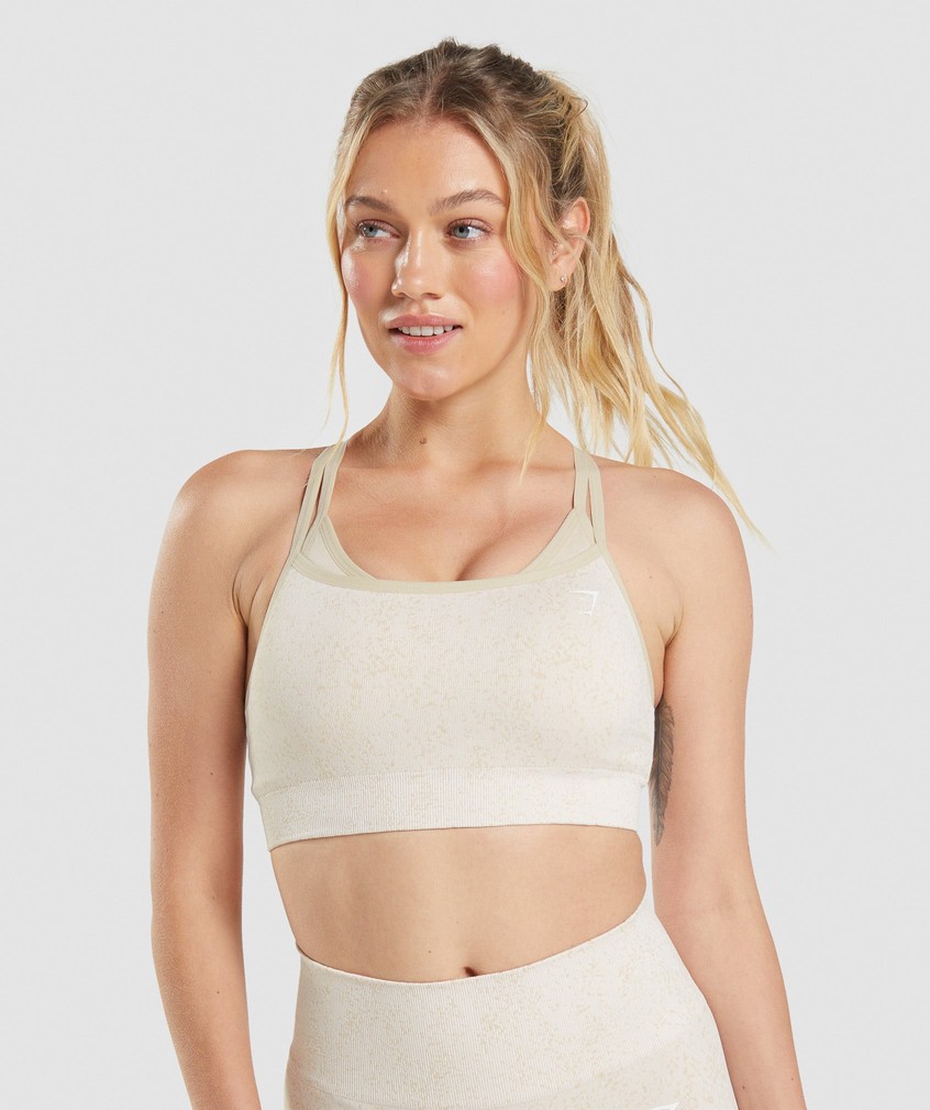 White Women's Gymshark Adapt Fleck Seamless Sports Bra | USA-32069