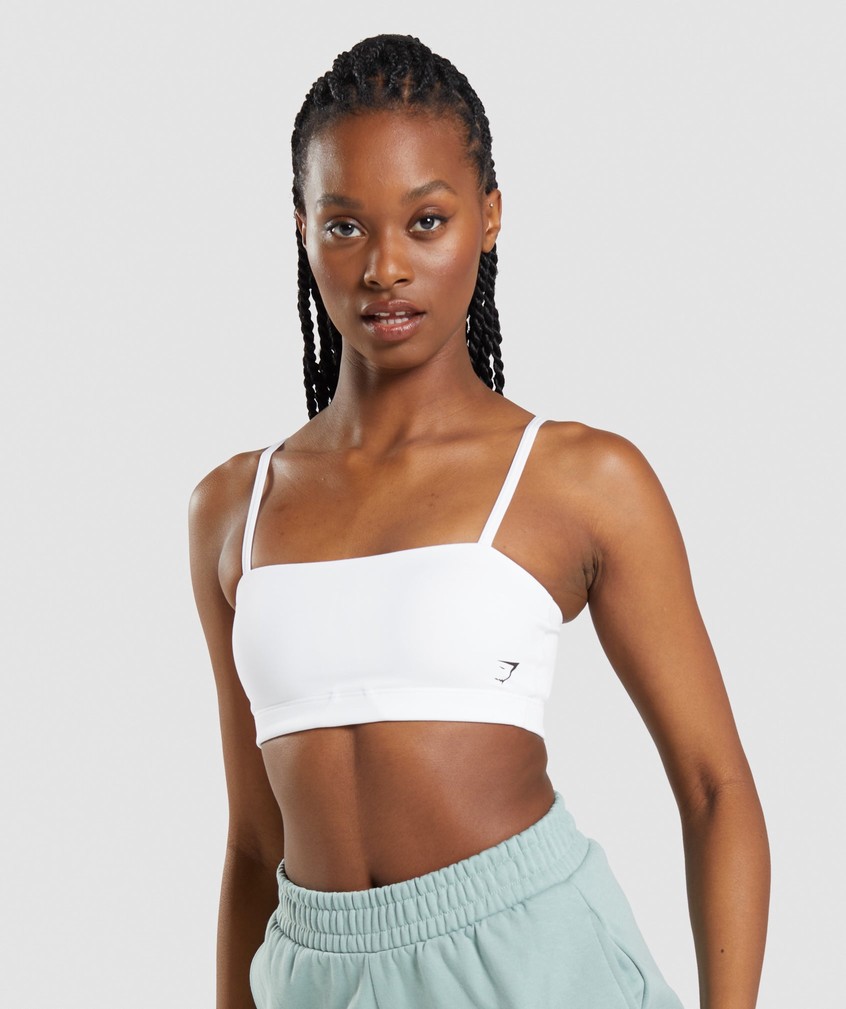 White Women's Gymshark Bandeau Sports Bra | USA-28547