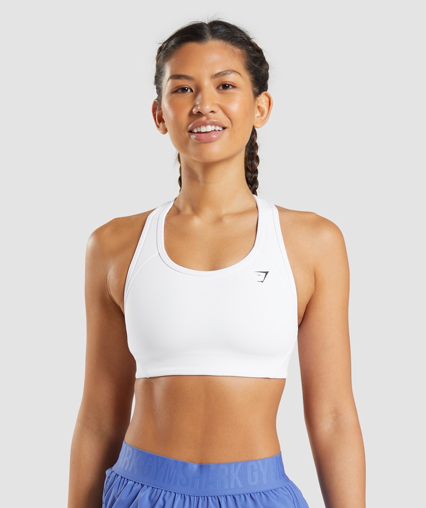 White Women's Gymshark Essential Racer Back Sports Bra | USA-89751