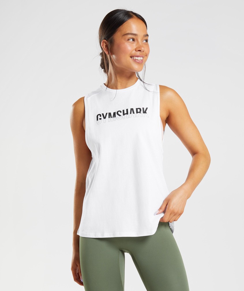 White Women's Gymshark Fraction Tank | USA-28796