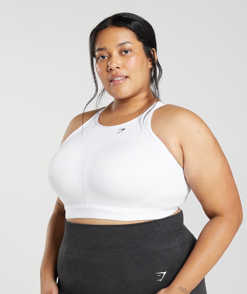 White Women's Gymshark High Neck High Support Sports Bra | USA-65307