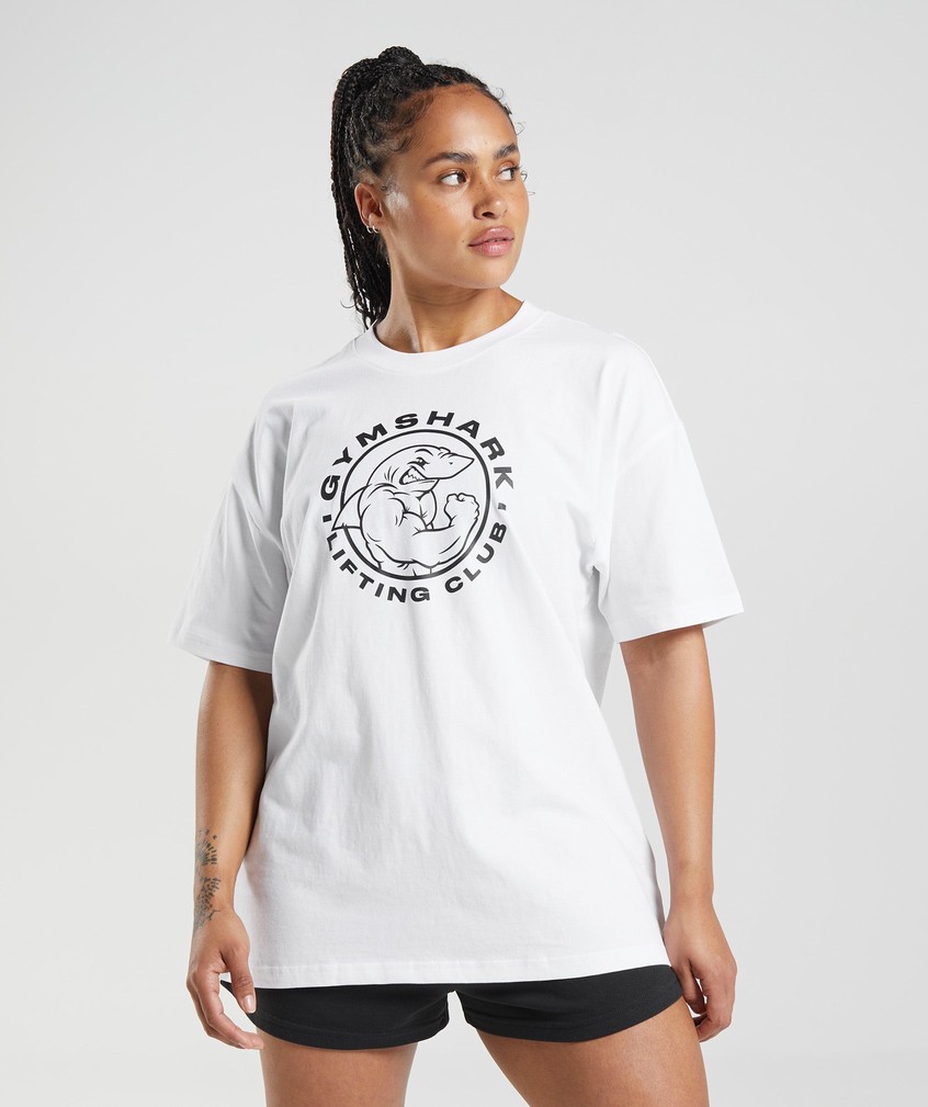 White Women's Gymshark Legacy Oversized T-Shirts | USA-19386