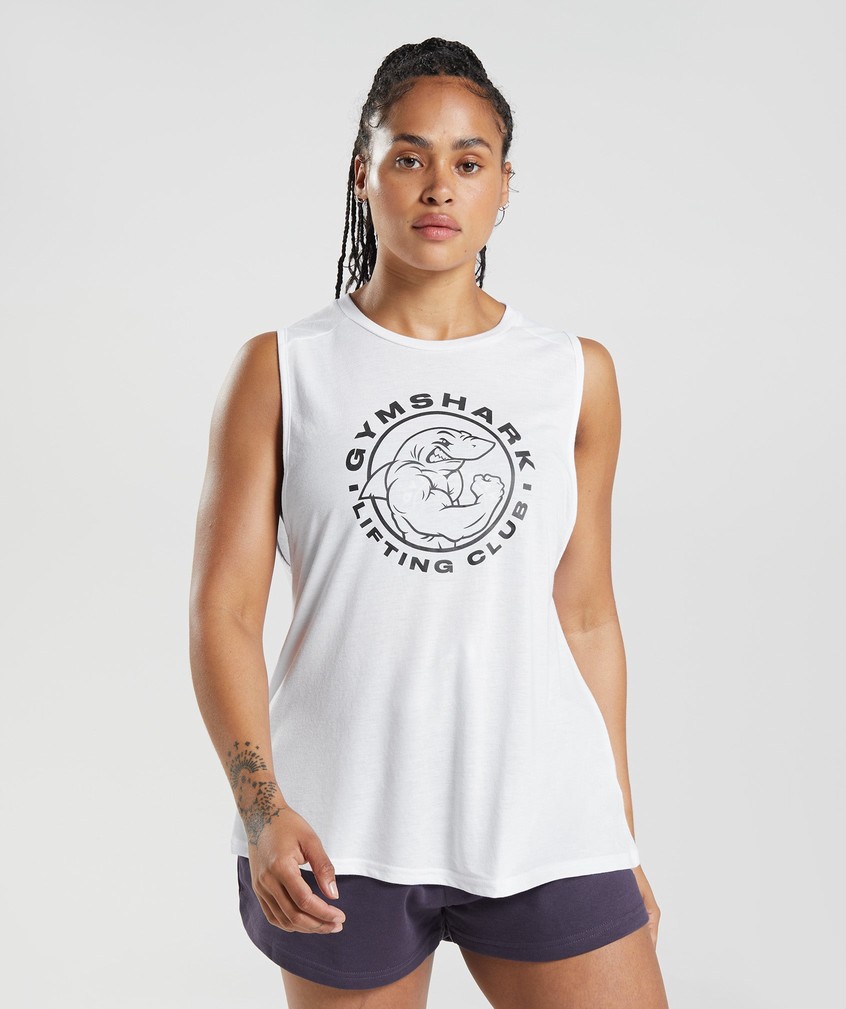 White Women's Gymshark Legacy Tank | USA-69430