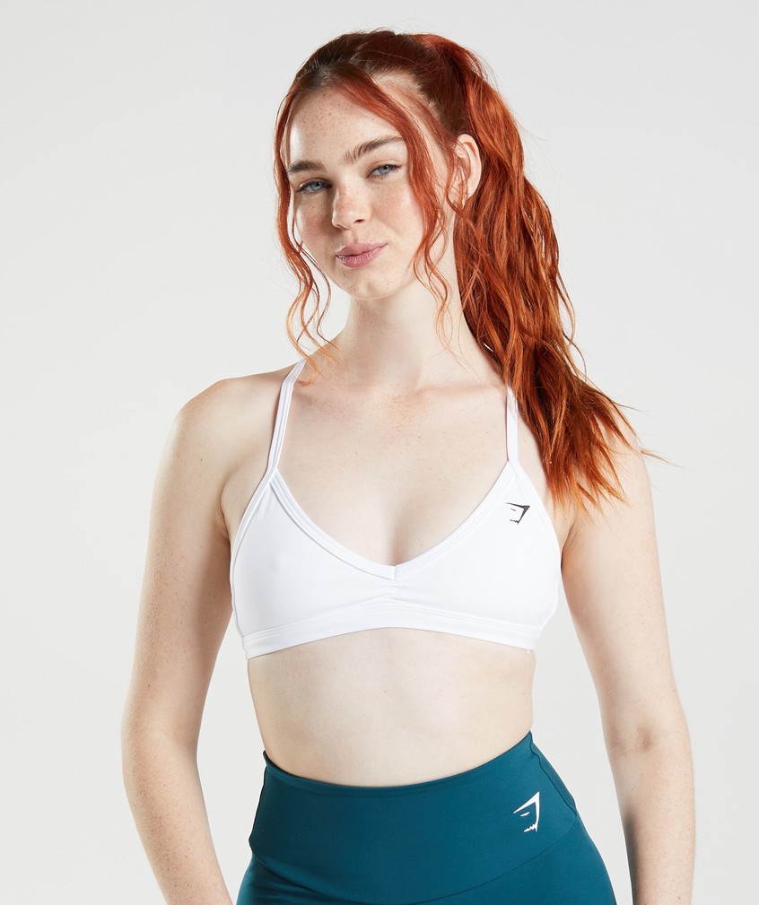 White Women's Gymshark Minimal Sports Bra | USA-85137