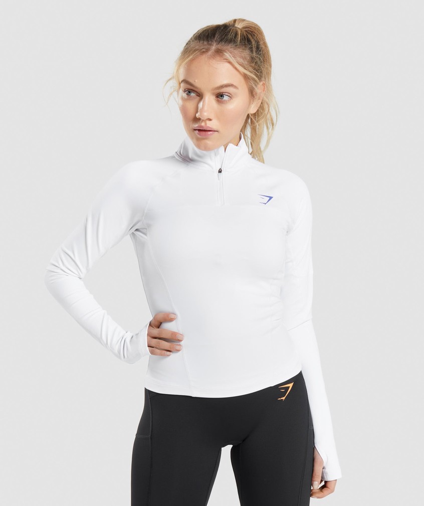 White Women's Gymshark Pulse 1/4 Zip Pullover | USA-82943