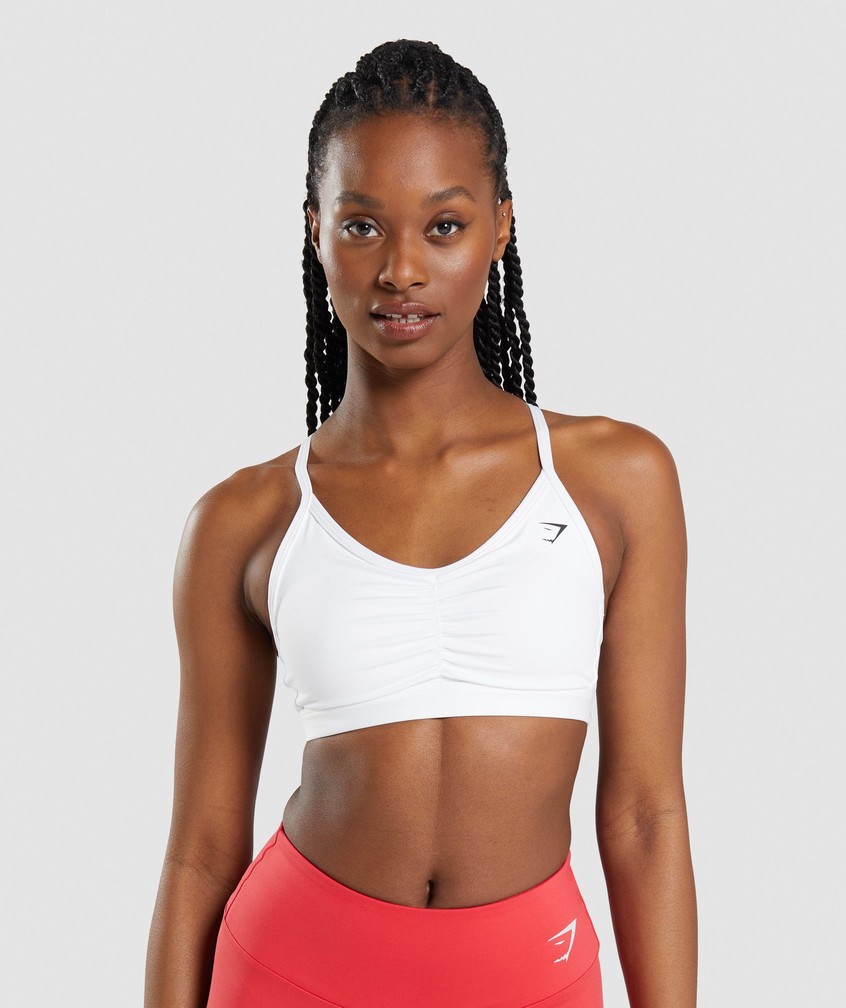 White Women's Gymshark Ruched Sports Bra | USA-96458